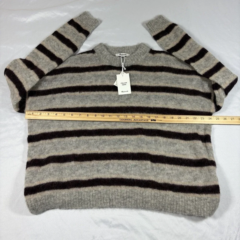 New Madewell Women's Oversized Alpaca Italian Yarn Blend Striped Sweater Medium